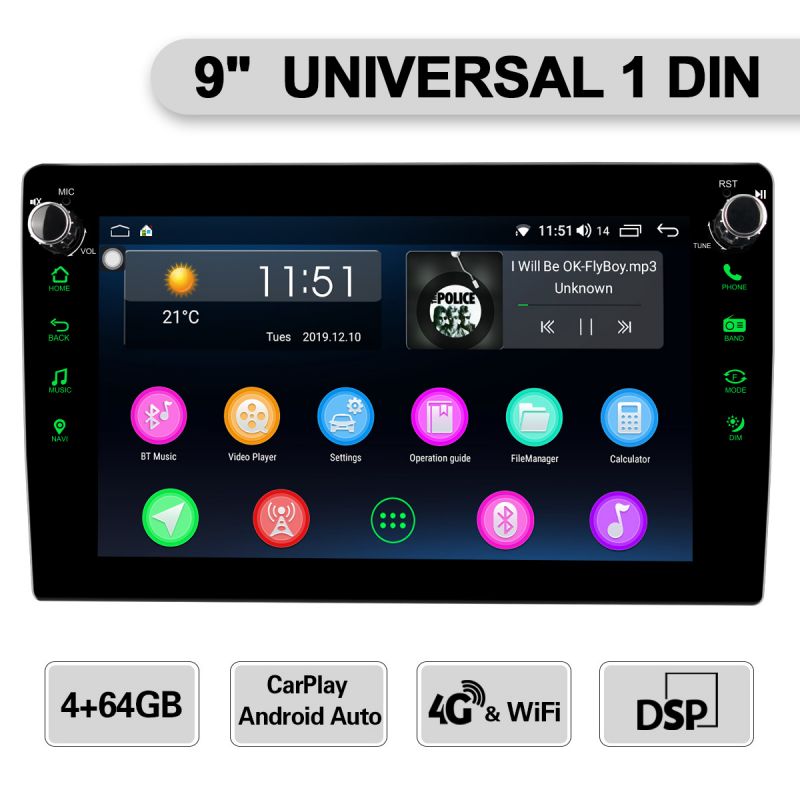 Joying 9 inch IPS 1280*720 Screen Carplay System 1din radio Android 4G LTE Head Unit