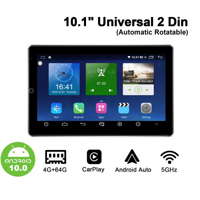 joying automatic rotatable screen 10 1 inch double din car stereo 4g lte android 10 autoradio