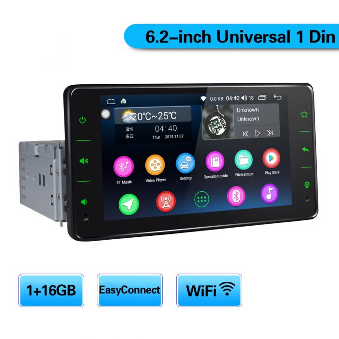 joying 6 2 inch 1din touch screen head unit android 8 1 radio mirror link