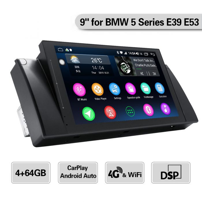 Fit BMW E39 X5 E53 Car Stereo 9" Android 8.1 WIFI 4G Radio GPS Navi DAB Headunit