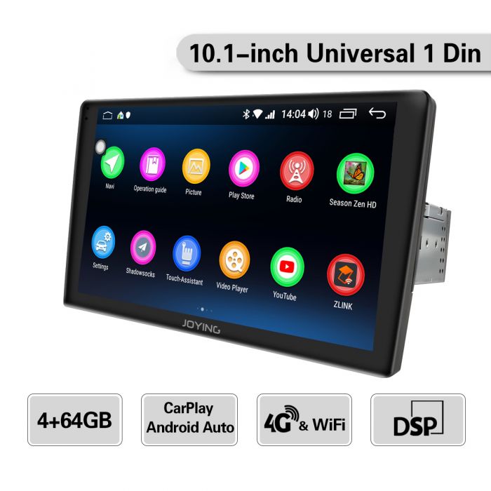 joying 10 1 inch hd 1280 720 screen head unit android 8 1 single din gps navigation