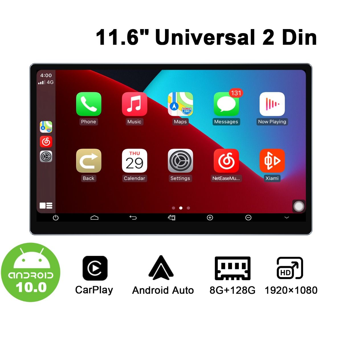 Autoradio Kymmtun Android 12 8 Go + 128 Go Écran Ultra HD 7 Pouces