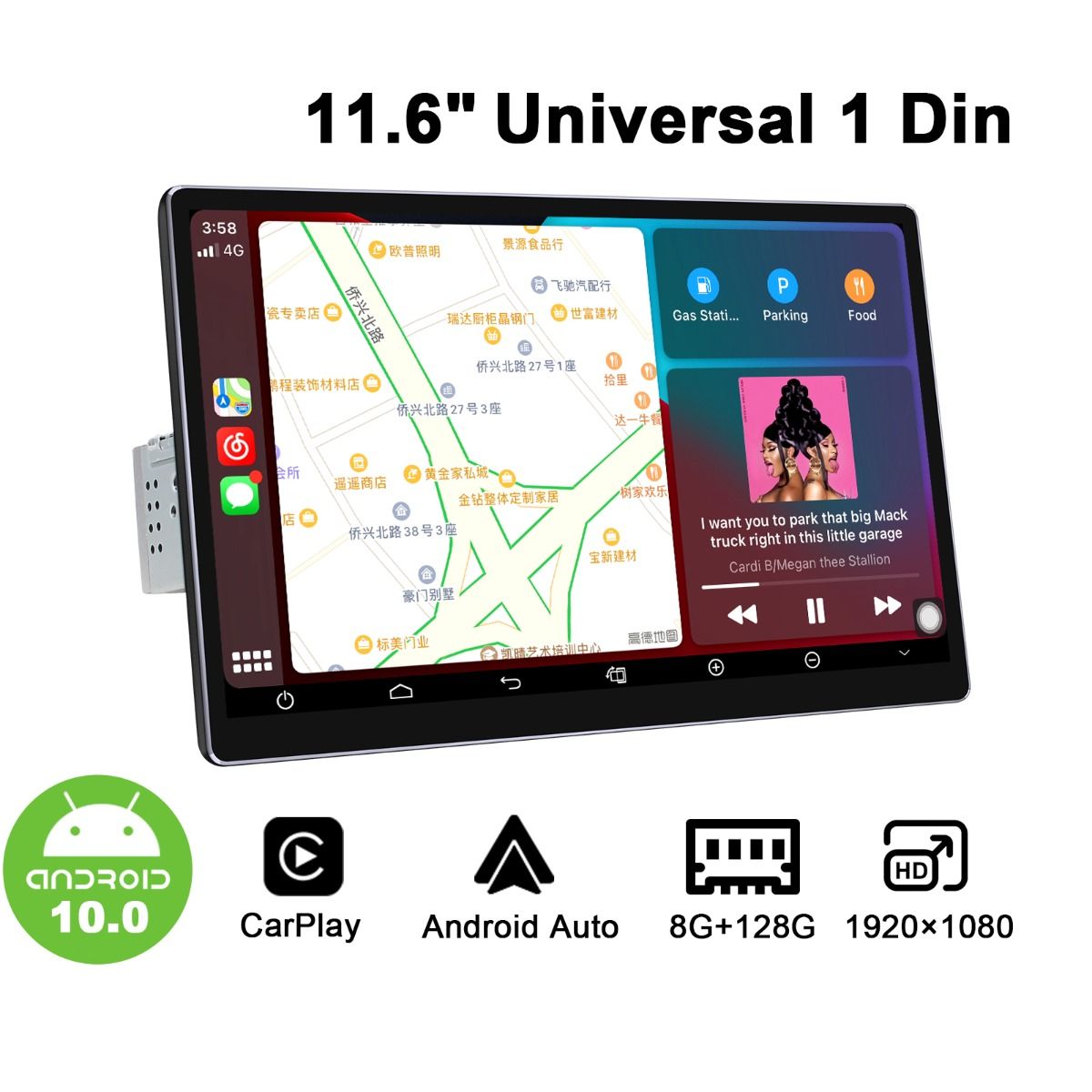 Pantalla Universal 1 DIN Radio Android Auto Carplay 5 Pulgadas