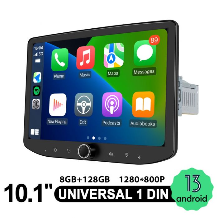 10.1 inch Android 13 Single Din Car Stereo With Carplay And