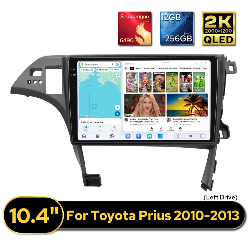 Luxury 10.4" DAB+ CarPlay Multi-Function Display For Toyota Prius 2010-2013 Left Drive