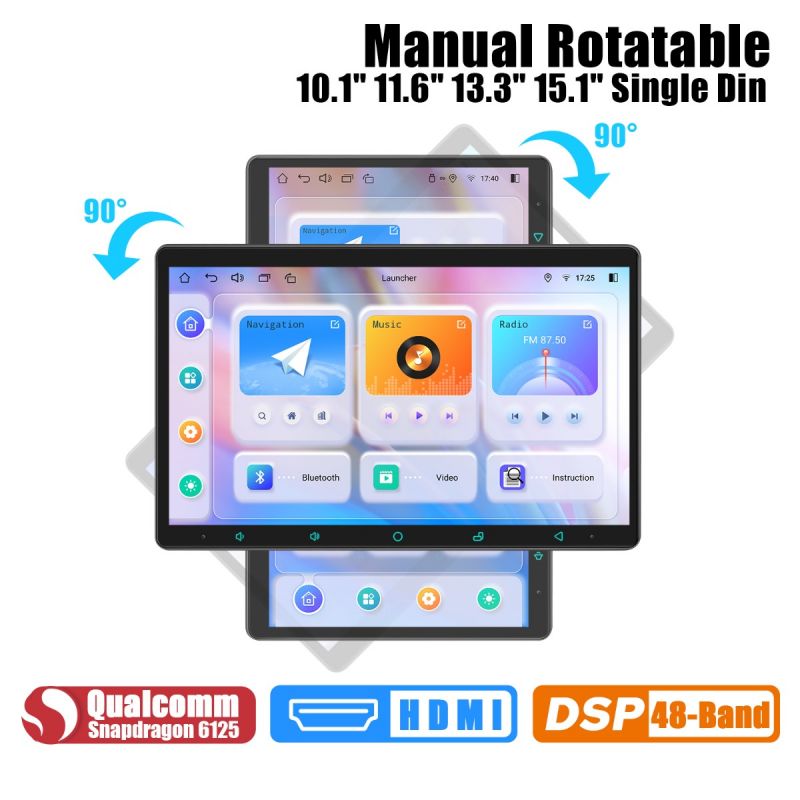 single din stereo with rotatable screen