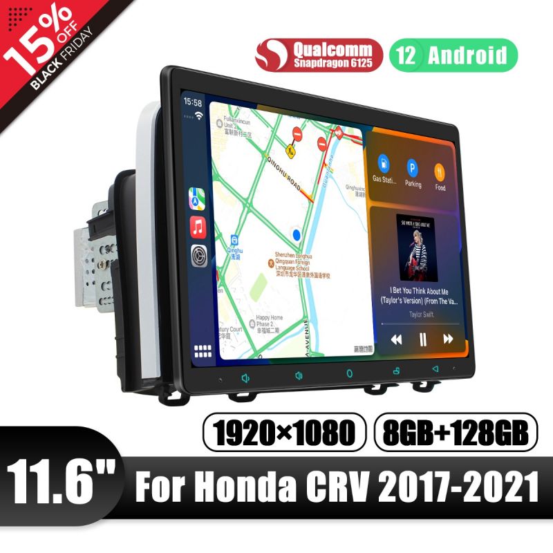11.6 Inch 8GB Honda CRV 2017-2021 Head Unit Snapdragon Radio Android 12 Car Sound System 