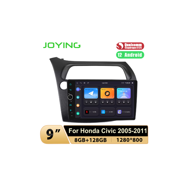 9 inch HD Radio Android 12 Head Unit For Honda Civic 2005-2011 8GB+128GB