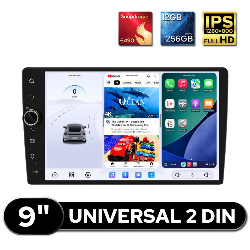 9" 2Din Autoradio DAB+ Android Auto Wireless With Volume Knob