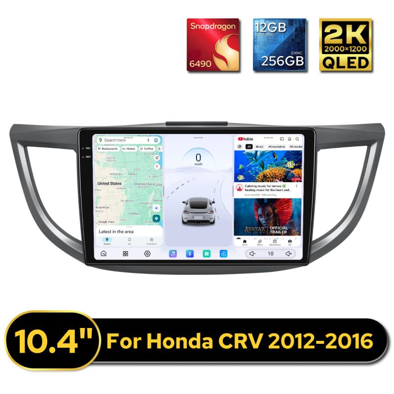 Hi-Res Audio 10.4 Inch GPS Navigation System For Honda CRV 2012-2016| Keep OEM Camera