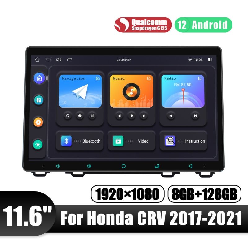 11.6 Inch 8GB Honda CRV 2017-2021 Head Unit Snapdragon Radio Android 12 Car Sound System 