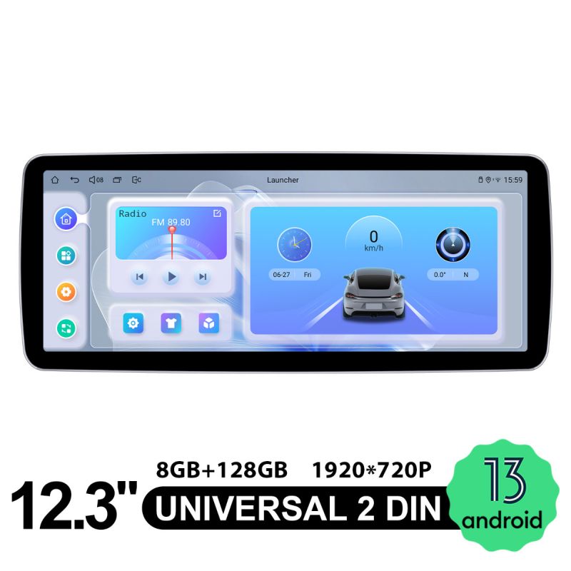 Best Value Thinnest 12.3 Inch Car GPS Navigation System 2Din Carplay Stereo