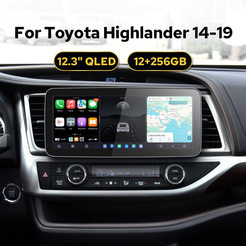 New-Gen12.3 Inch OEM Integrated CarPlay System Upgrade For Toyota Highlander 2014-2019