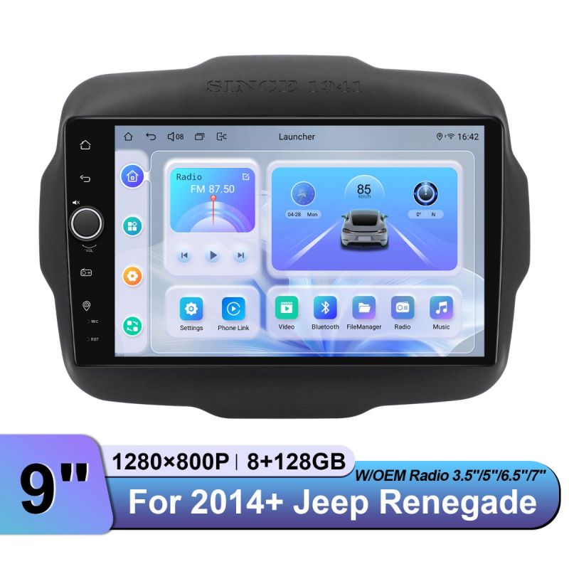 Jeep Renegade 2014+ Android 13 Radio