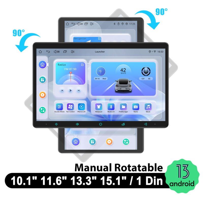 single din stereo with rotatable screen