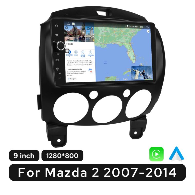 Mazda 2 2007-2014 Android 12 car radio with mouniting kit and power harness