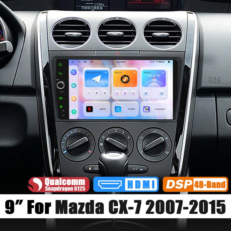  Mazda CX-7 2007-2015 Plug-and-Play Car Radio 9" IPS Screen Android 12 Head Unit With Volume Knobs