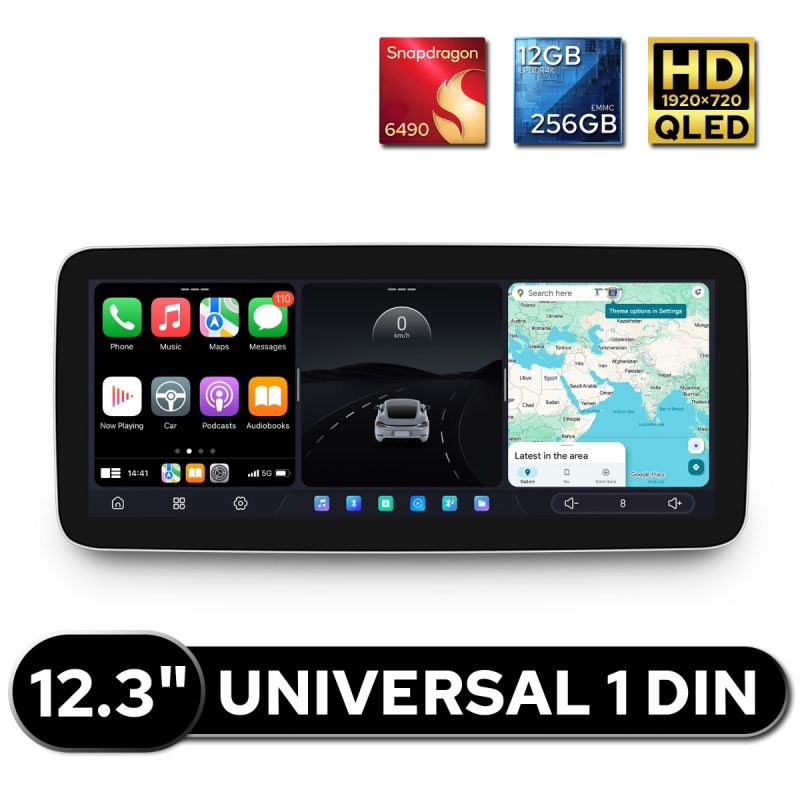 Most Powerful Android 13 Autoradio 12.3 Inch Single Din Car Stereo Upgrade with 5G Wifi